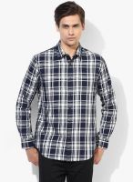 Giordano Navy Blue Checked Slim Fit Casual Shirt