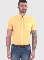 Giordano Yellow Linen Slim Fit Casual Shirt