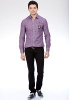 Horsefly Solid Purple Slim Fit Casual Shirt