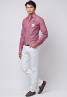 Horsefly Solid Red Slim Fit Casual Shirt