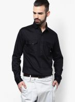 I Know Black Slim Fit Casual Shirt