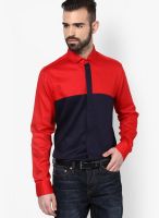 I Know Navy Blue Slim Fit Casual Shirt