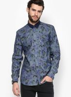 I Know Printed Blue Casual Shirt