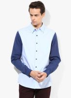 Incult Blue Solid Slim Fit Casual Shirt