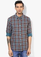 Izod Brown Checks Slim Fit Casual Shirt