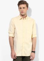 Izod Yellow Solid Slim Fit Casual Shirt