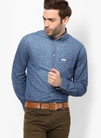 Jack & Jones Blue Printed Slim Fit Casual Shirt