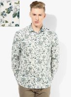 Jack & Jones Off White Printed Slim Fit Casual Shirt