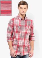 Jack & Jones Red Checks Slim Fit Casual Shirt