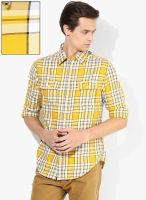 Jack & Jones Yellow Checks Slim Fit Casual Shirt