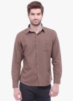 Jogur Brown Solid Slim Fit Casual Shirt