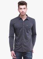 Jogur Navy Blue Solid Slim Fit Casual Shirt