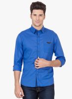 Jogur Solid Blue Casual Shirt