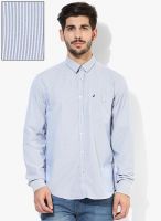 John Players Blue Striped Slim Fit Casual Shirt