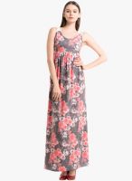 Kazo Grey Colored Embroidered Maxi Dress