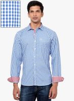 La Seven Blue Checked Slim Fit Casual Shirt