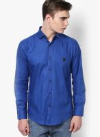 Monteil & Munero Solid Blue Casual Shirt
