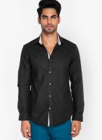 Mr Button Black Cotton Shirt With Polka Dot Detail