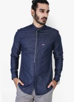 Mr Button Blue Denim Slim Fit Casual Shirt