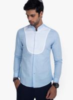 Mr Button Solid Ice Blue Casual Shirt