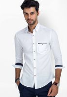 Mr Button Solid White Casual Shirt