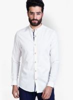 Mr Button Solid White Casual Shirt