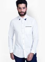Mr Button Solid White Casual Shirt