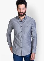Mr Button Stripe Grey Casual Shirt