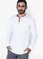 Mr Button White Slim Fit Casual Shirt
