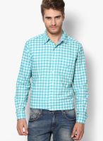 Nautica Aqua Blue Checks Casual Shirt