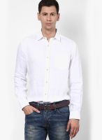 Nautica White Linen Regular Fit Casual Shirt