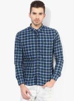 Numero Uno Blue Checked Slim Fit Casual Shirt