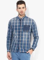 Numero Uno Blue Checked Slim Fit Casual Shirt