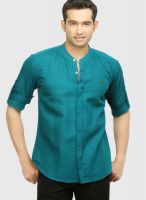 Orange Valley Green Slim Fit Casual Shirt
