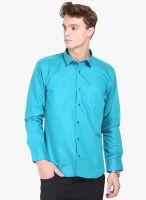 Orange Valley Green Solid Slim Fit Casual Shirt