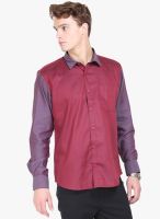 Orange Valley Maroon Solid Slim Fit Casual Shirt