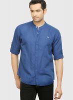 Orange Valley Navy Blue Slim Fit Casual Shirt