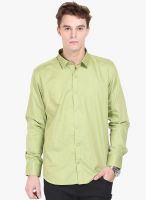 Orange Valley Olive Solid Slim Fit Casual Shirt