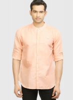 Orange Valley Peach Slim Fit Casual Shirt