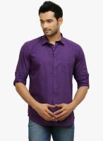 Orange Valley Purple Solid Slim Fit Casual Shirt