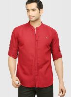 Orange Valley Red Slim Fit Casual Shirt