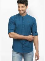 Orange Valley Solid Blue Casual Shirt