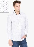 Orange Valley White Printed Slim Fit Casual Shirt