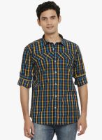 Orange Valley Yellow Checked Slim Fit Casual Shirt