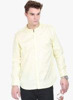 Orange Valley Yellow Solid Slim Fit Casual Shirt