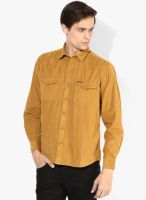 Pepe Jeans Mustard Yellow Solid Regular Fit Casual Shirt