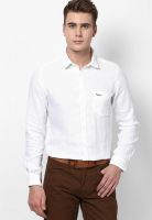 Pepe Jeans White Linen Slim Fit Casual Shirt