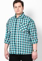 Pluss Green Checked Casual Shirt