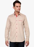 See Designs Beige Slim Fit Casual Shirt