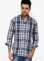 See Designs Checked Blue Casual Shirt